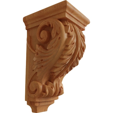 Ekena Millwork 3 1/2"W x 4"D x 7"H Small Acanthus Wood Corbel, Red Oak CORW03X04X07ACRO